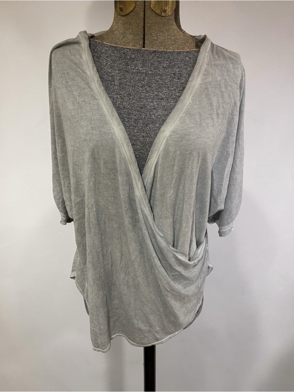 FP Movement by Free People Heather Light Gray Draped Crossover Tunic - Picture 1 of 4
